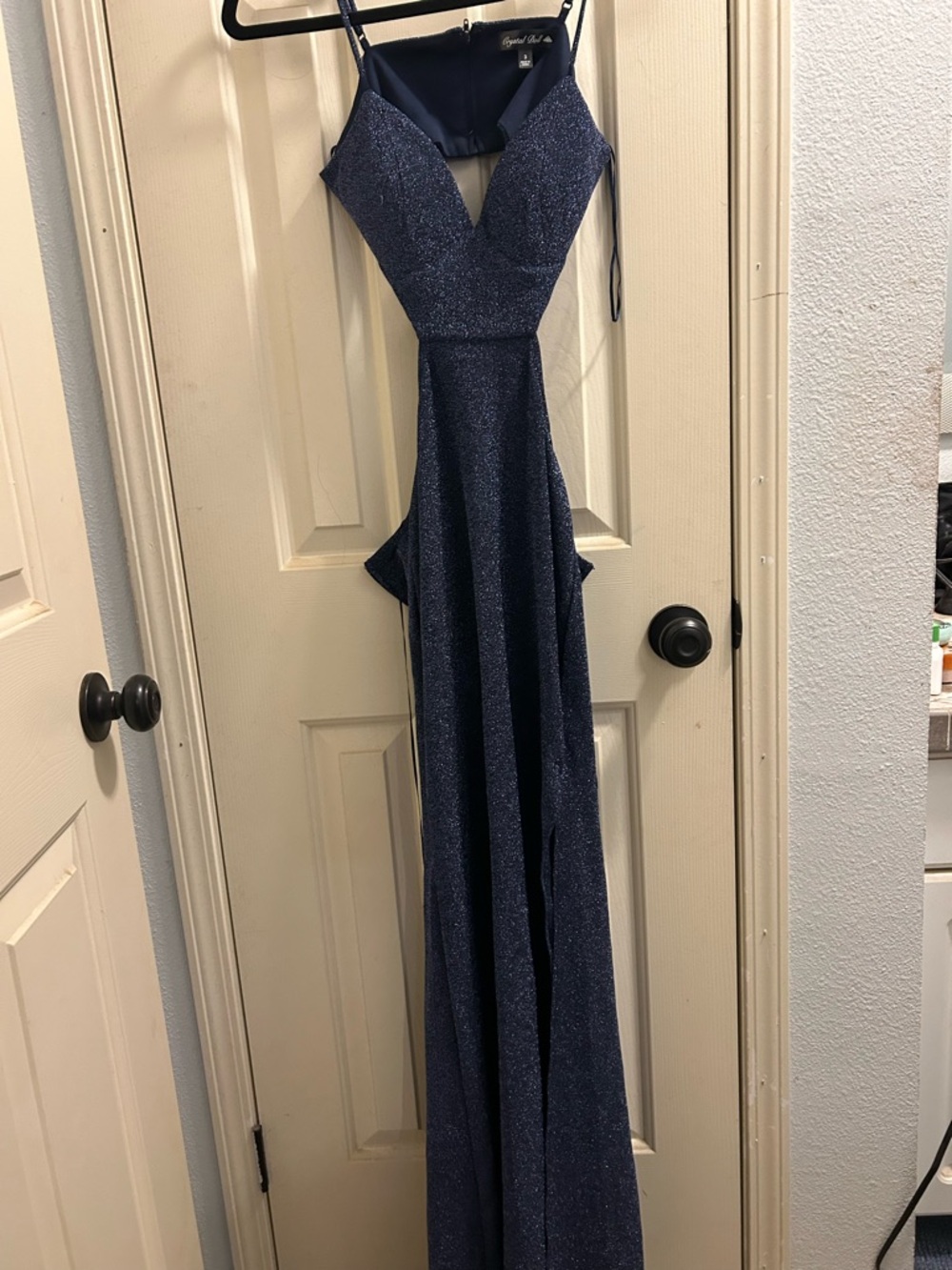 Crystal Doll Navy Blue Sparkle Prom Gown